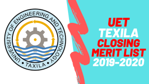 Closing Merit List of UET Taxila