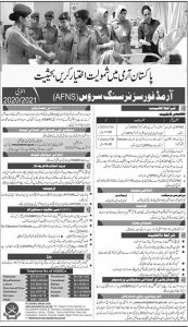 Pak army nursing job Ad
